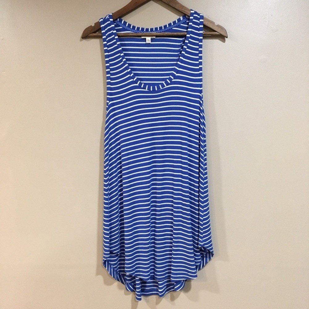Cupio Striped Tank Mini Dress Womens XL Blue White Coastal Nautical Vacation